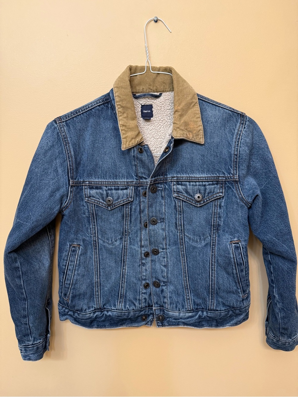 GAP Blue Denim Jacket with Tan Corduroy Collar